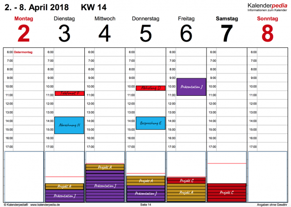 Planungsinstrument 5: Terminkalender mit separaten Aufgaben